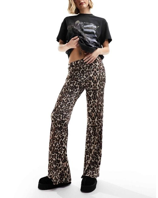 ONLY Black Ribbed Flare Trousers