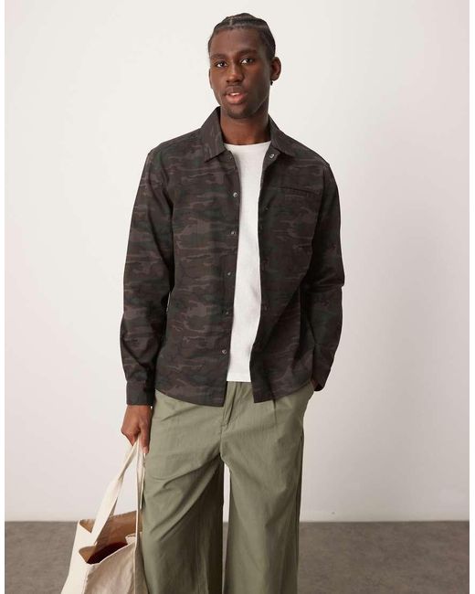 New Look Shacket Met Camouflageprint in het Natural voor heren