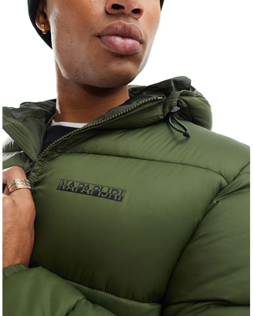 Napapijri Green Suomi Hooded Puffer Jacket for men
