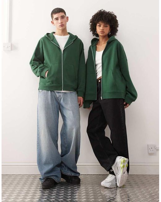 Collusion Green Zip Through Hoodie