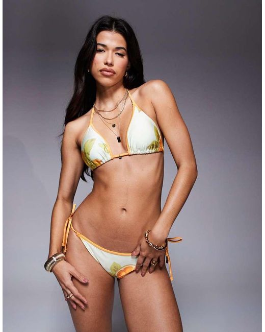 River Island Gray Fruit Print Bikini Set