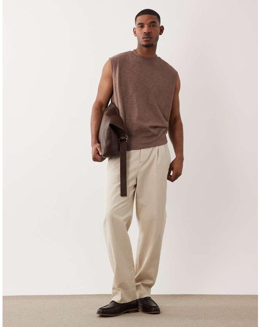 ASOS Brown Heavyweight Oversized Tank for men