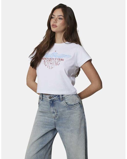 Good For Nothing White Graphic Baby Tee