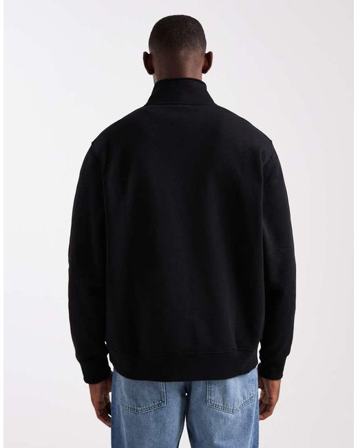 Jack & Jones Black Oversized 1/4 Zip Sweatshirt for men