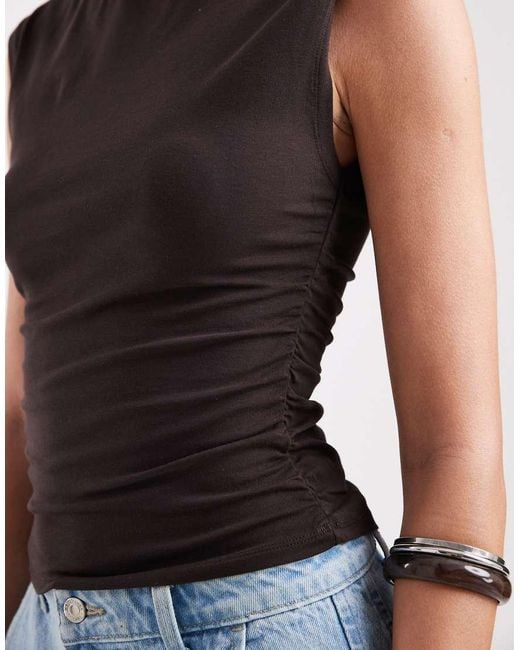 ONLY Blue Ruched Sleeveless Top