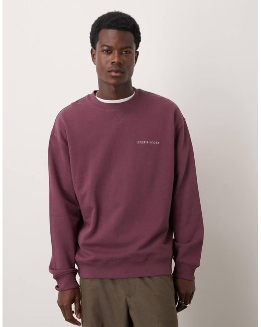 Lyle & Scott Purple Script Brushback Crew Neck Sweatshirt for men