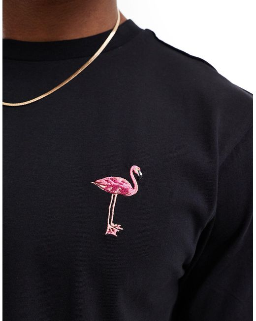 Threadbare Blue Flamingo Embroidery T-shirt for men