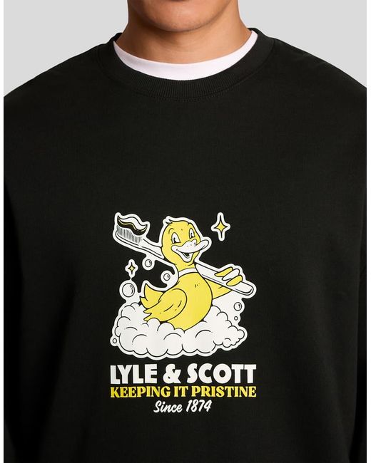 Lyle & Scott Black Mid Layers Rubber Duck Graphic Sweatshirt for men