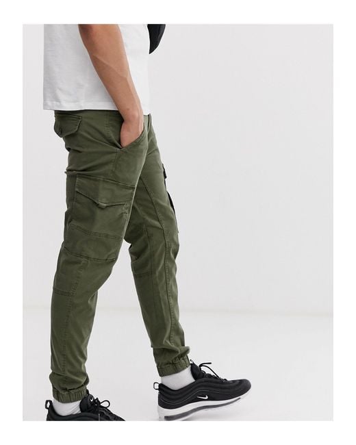 Jack & Jones Denim Intelligence Cuffed Cargo Trouser in Green for Men - Lyst