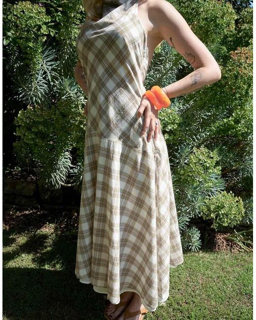 NA-KD Green X Marie Jedig Halterneck Asymmetric Midi Dress