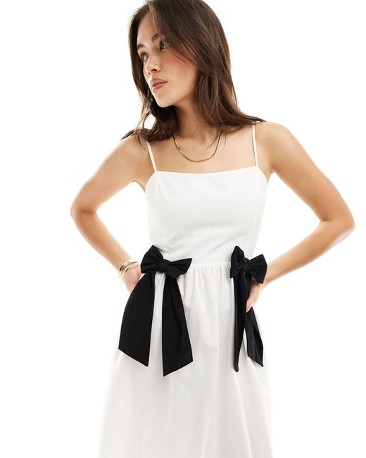 ASOS White Cotton Poplin Midi Dress