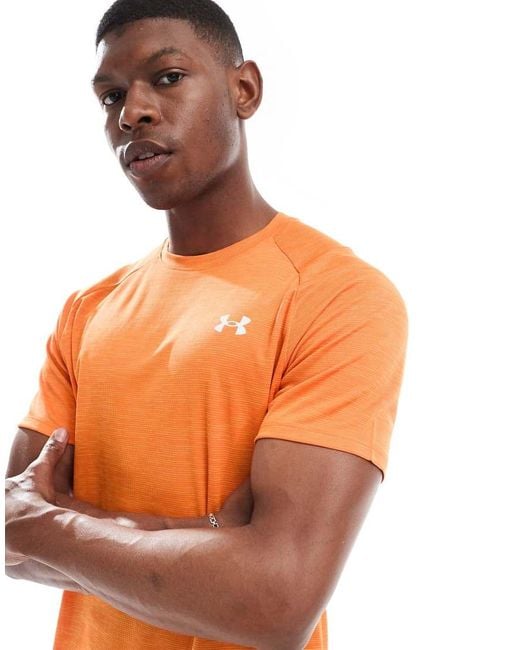 Under Armour Orange Tech Textured T-shirt for men