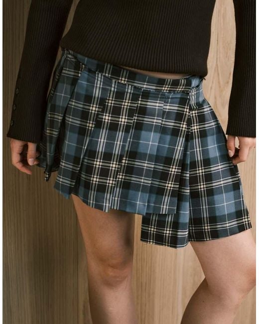 Monki Natural Pleated Mini Skirt With Asymmetric Hem