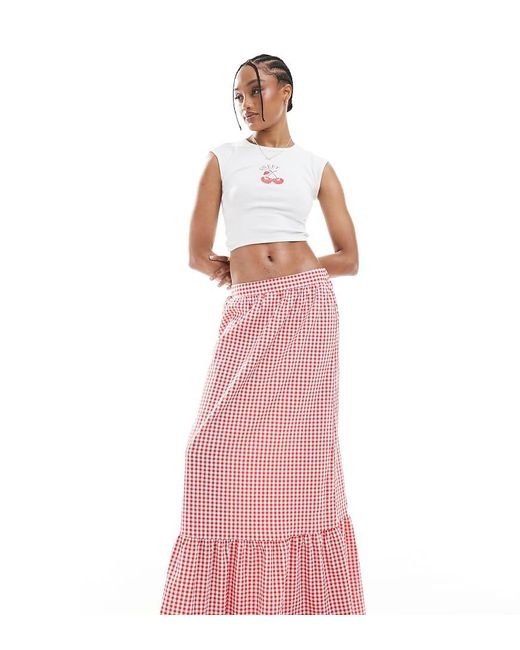 Vero Moda Pink Tie Hem Maxi Skirt