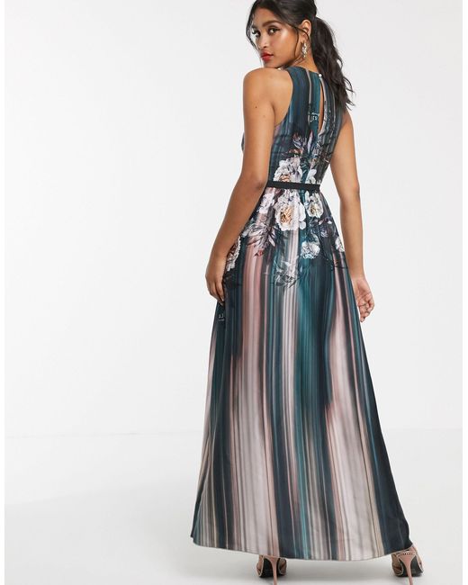 little mistress lace detail tulle maxi dress
