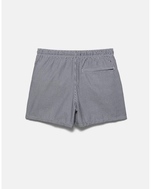 Pull&Bear Gray Seersucker Swim Shorts for men