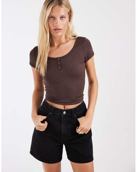 Hollister Blue Seamless V Front Button Up T-shirt