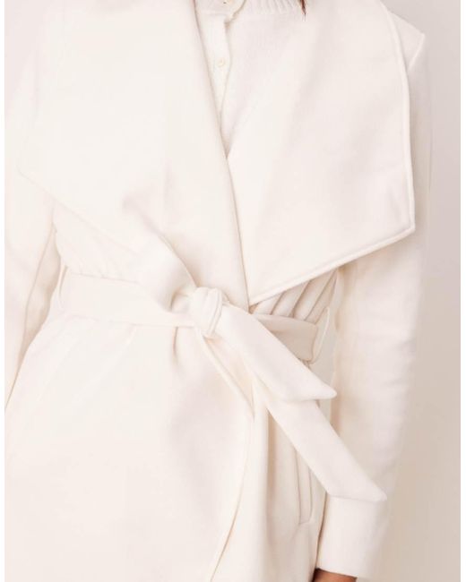 Vila White Waterfall Belted Coat