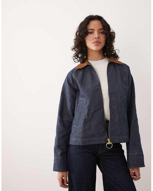 Barbour Blue Freckleton Zip Through Short Jacket