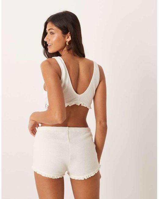 ASOS Brown 2 Pack Waffle High Apex Soft Bra With Rosebud Detail