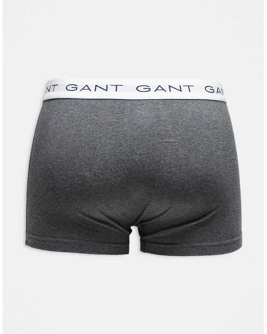 Gant Blue 3-pack Stripe Trunks With Logo Waistband for men