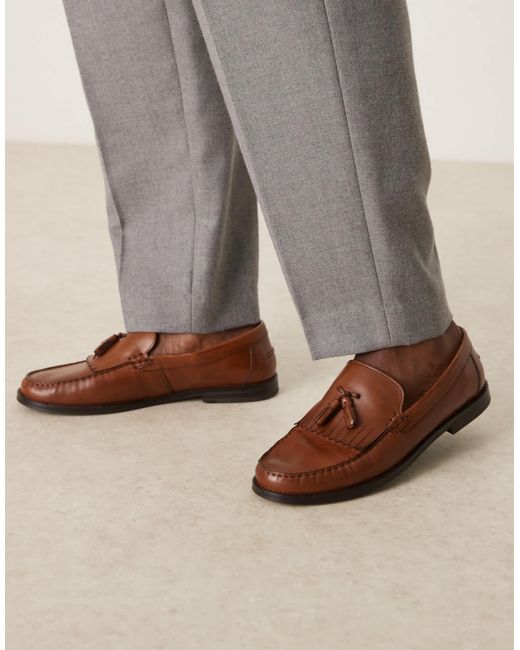 ASOS Brown Penny Loafers With Tassle for men