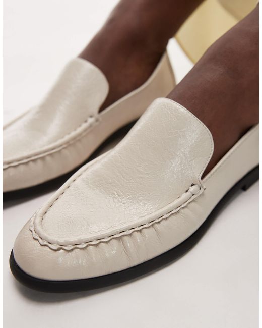 TOPSHOP White Connell Ruched Flat Shoe Loafers