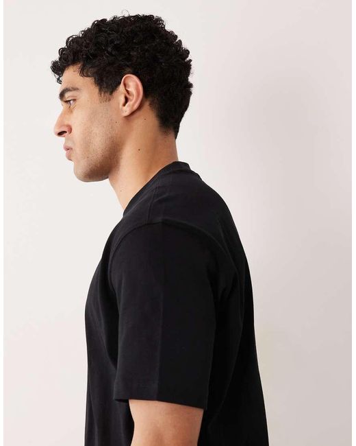 Mango Black 100% Cotton Relaxed Fit Crew Neck T-shirt