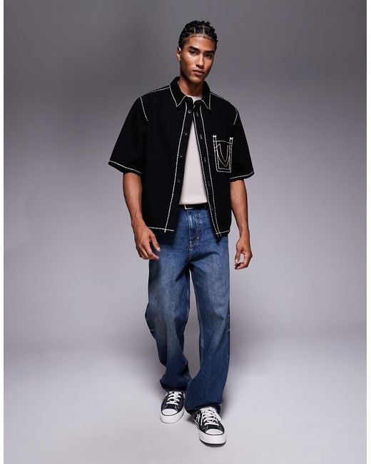 Camicia Super Oversize di True Religion in Blue da Uomo