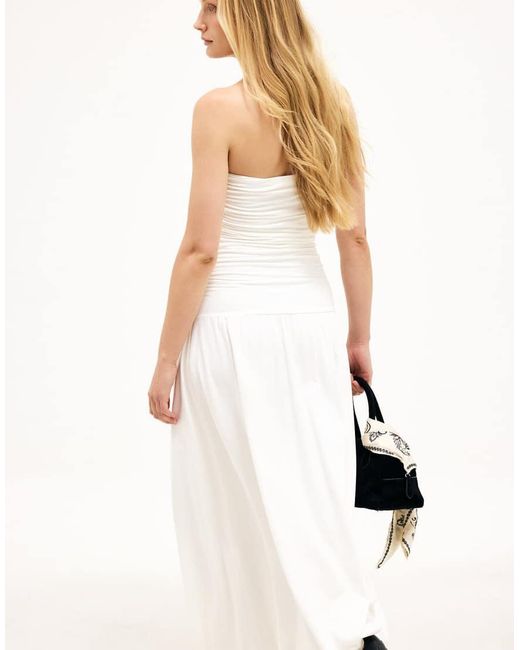 NA-KD White Flowy Tube Maxi Dress
