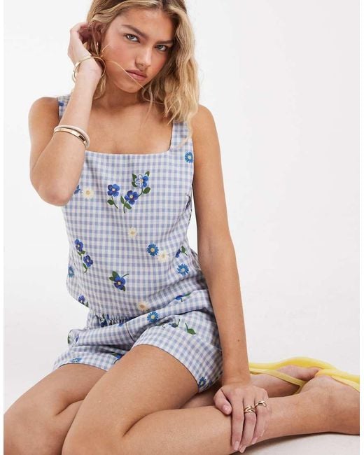 Vero Moda Blue Square Neck Top