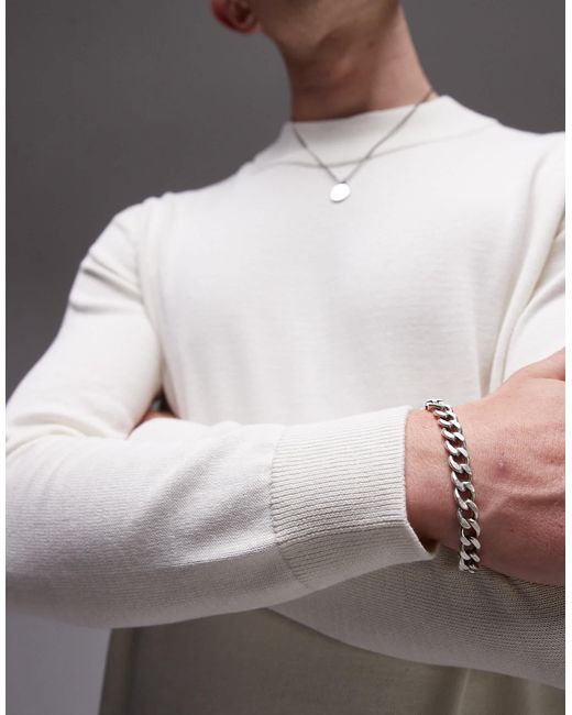 Pull col montant en maille - crème SELECTED pour homme en coloris Gray