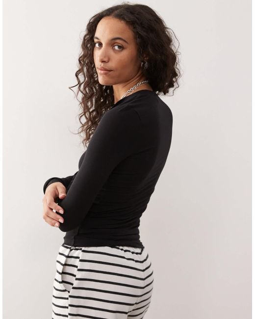 Weekday Black Slim Fit Button Front Cardigan