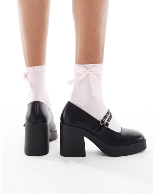 SEQWL Black Audi Strappy Platform Mary Janes