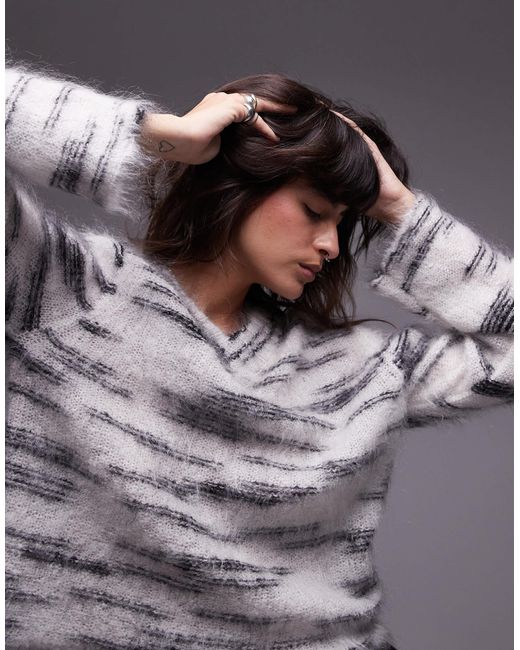 TOPSHOP Gray – premium – strickpullover aus mohair
