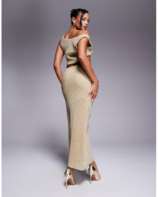 ASOS Gray Asym Neck Cut Out Ruching Detail And Split Maxi Dress