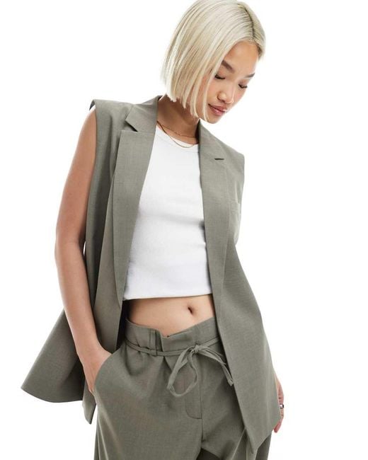 ONLY Green Longline Open Waistcoat Co-Ord