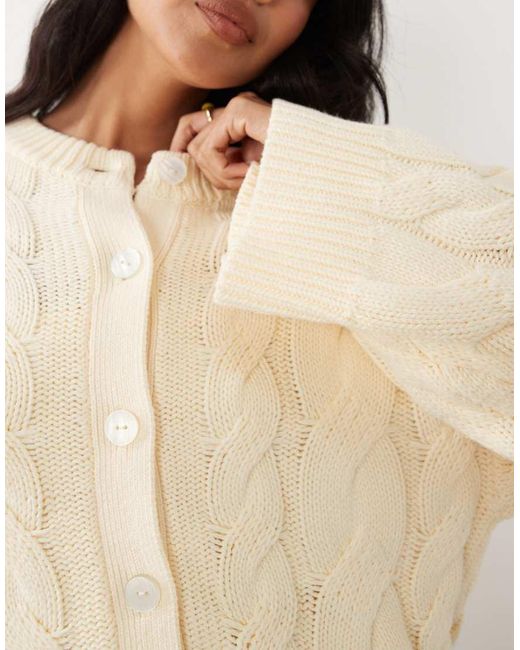 Gina Tricot Blue Rich Cotton Knit Cable Cardigan