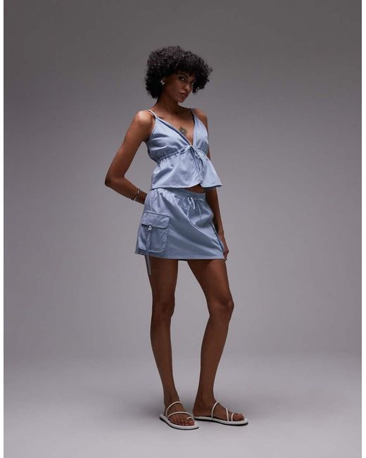 Top Con Lazada Delantera Y Volante Dolly De Rhythm de color Blue