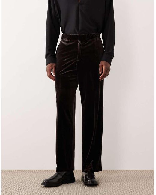 ASOS White Smart Wide Leg Velvet Trousers for men