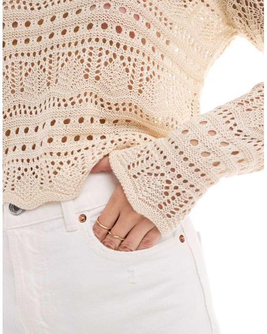 Jdy White Boatneck Broderie Long Sleeve Top