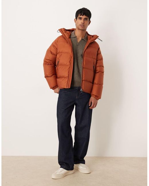 ARKET Orange Sporty Down Jacket With Hood for men