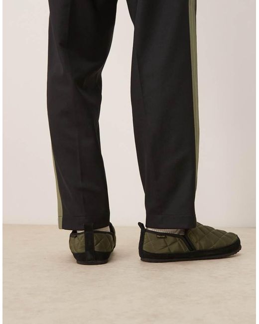 Barbour Black Hall Quilted Slippers for men
