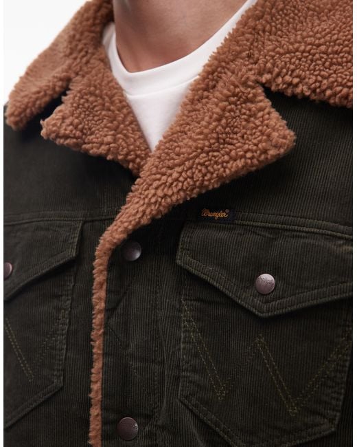 Wrangler Black Cord Sherpa Jacket for men