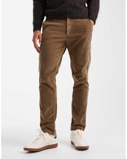 Jack & Jones Brown Slim Fit Cord Trouser for men