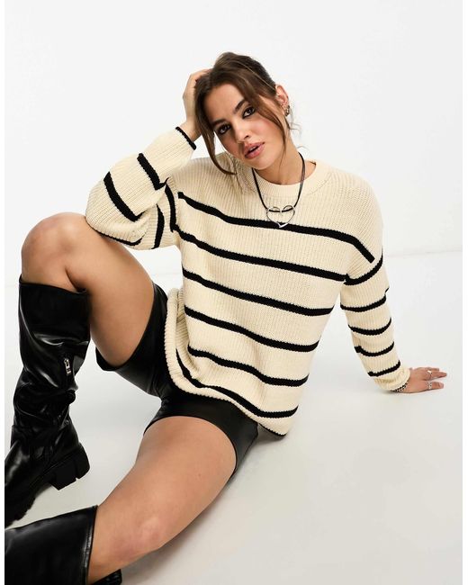 ONLY Natural – gestreifter pullover aus rippstrick