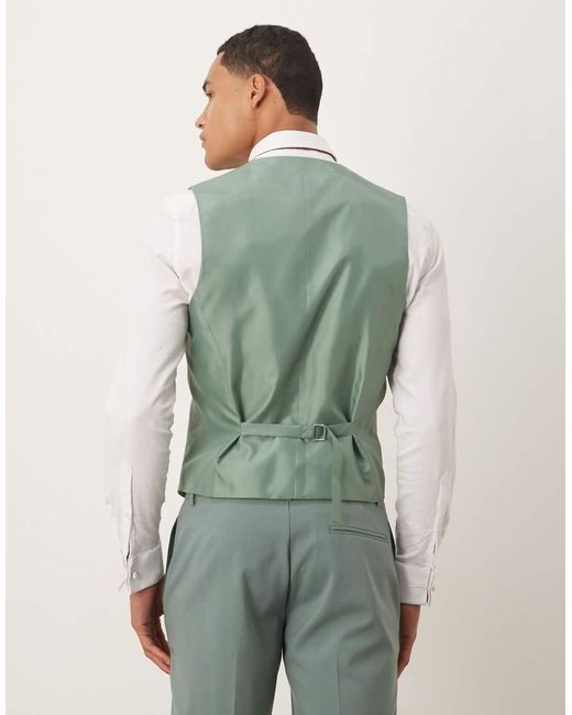 ASOS Green Skinny Suit Waistcoat for men