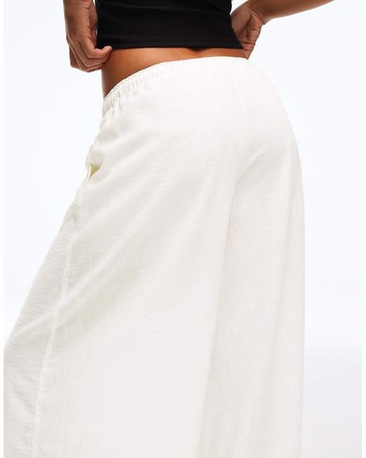 Bershka White Tall Rustic Sarouel Trousers