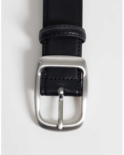 ASOS Gray Faux Leather Smart Belt for men