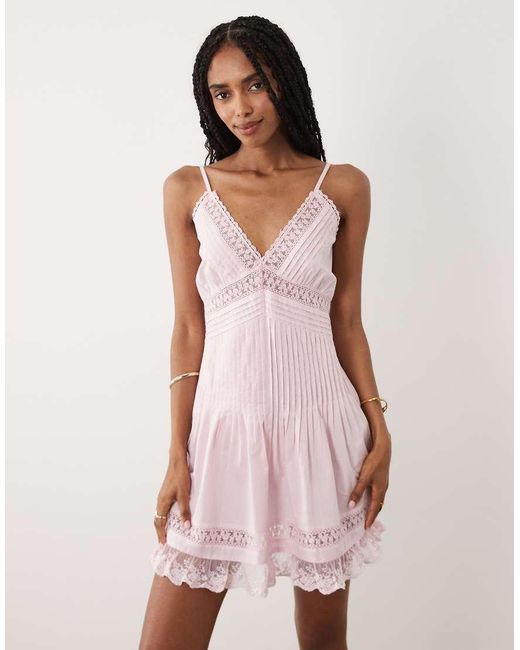 Miss Selfridge Pink Cami Lace Detail Mini Dress